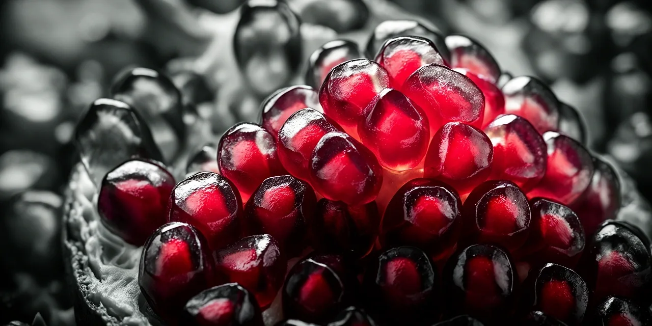 Pomegranate arils macro